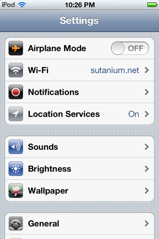 iPod Settings Menu